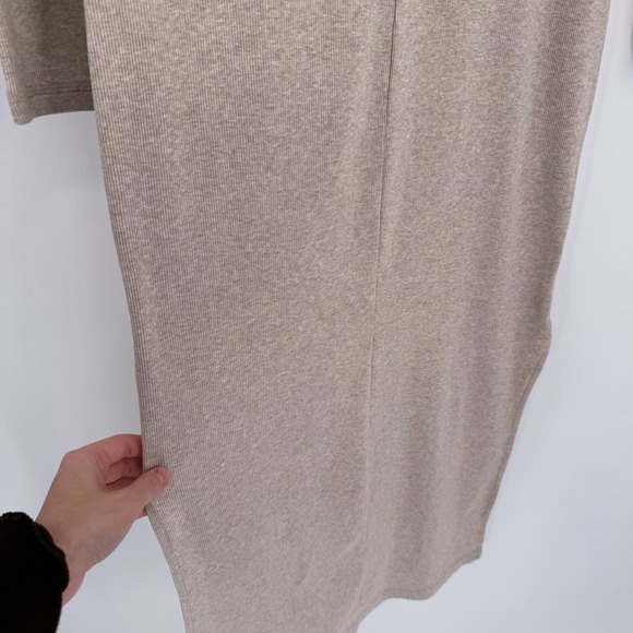 Old Navy Oatmeal Square Neck Ribbed Long Sleeve Midi Dress Women's Sz M - Picture 7 of 11